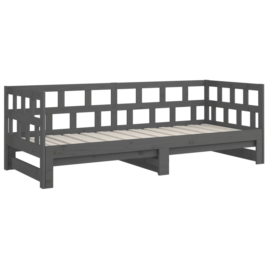 Sohvasänky ulosvedettävä harmaa täysi mänty 2x (90x200) cm - Sisustajankoti.fi