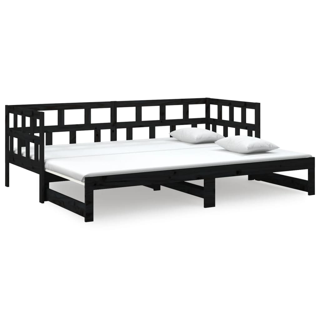 Sohvasänky ulosvedettävä musta täysi mänty 2x (90x200) cm - Sisustajankoti.fi