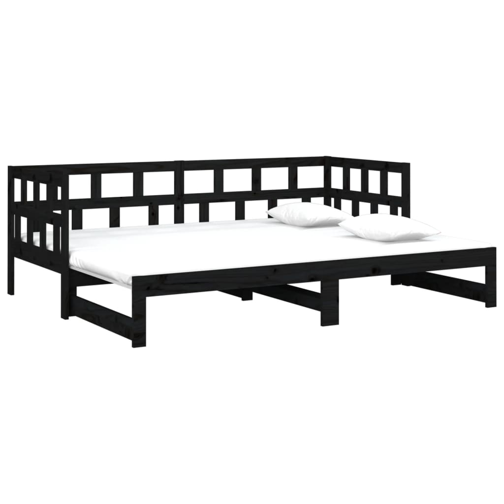 Sohvasänky ulosvedettävä musta täysi mänty 2x (90x200) cm - Sisustajankoti.fi