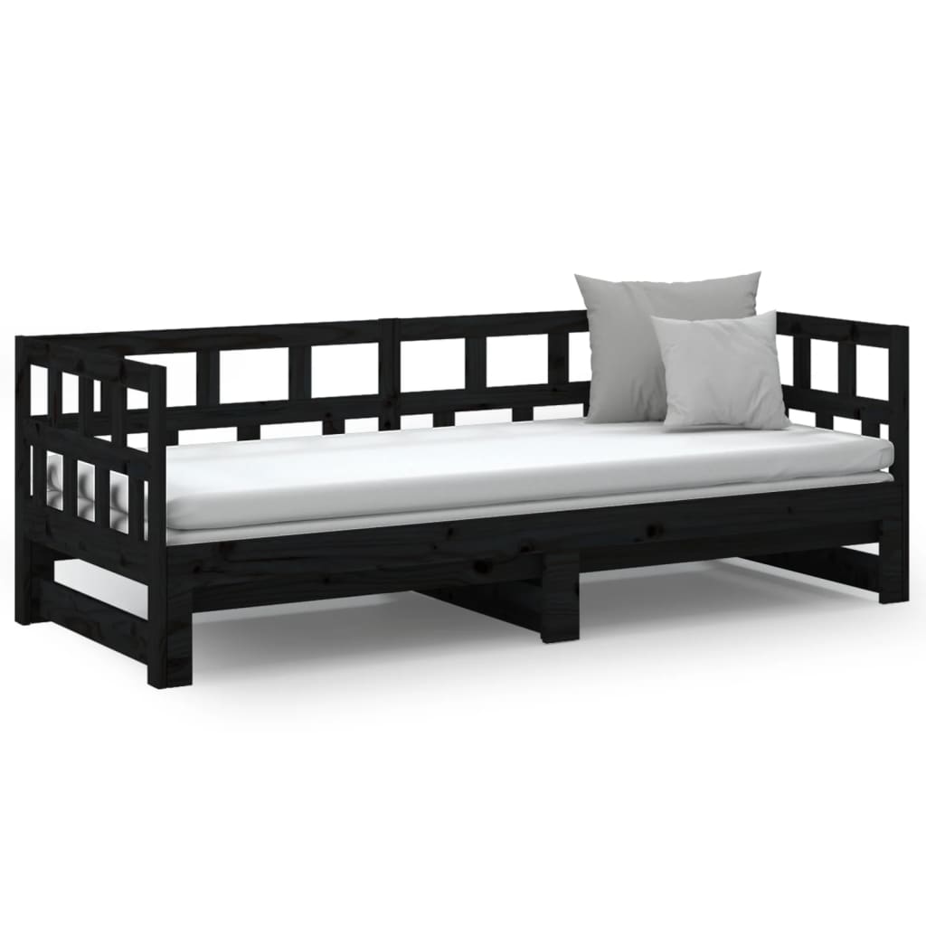 Sohvasänky ulosvedettävä musta täysi mänty 2x (90x200) cm - Sisustajankoti.fi