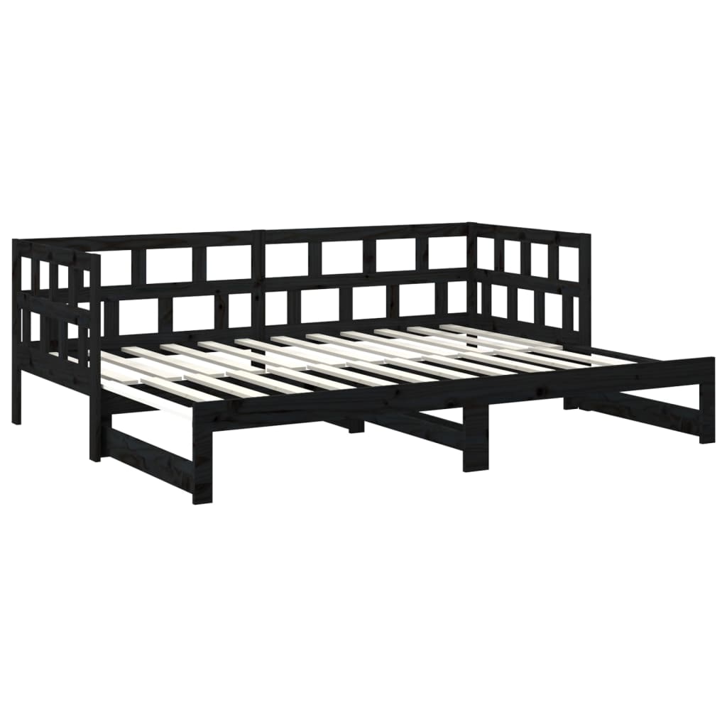 Sohvasänky ulosvedettävä musta täysi mänty 2x (90x200) cm - Sisustajankoti.fi