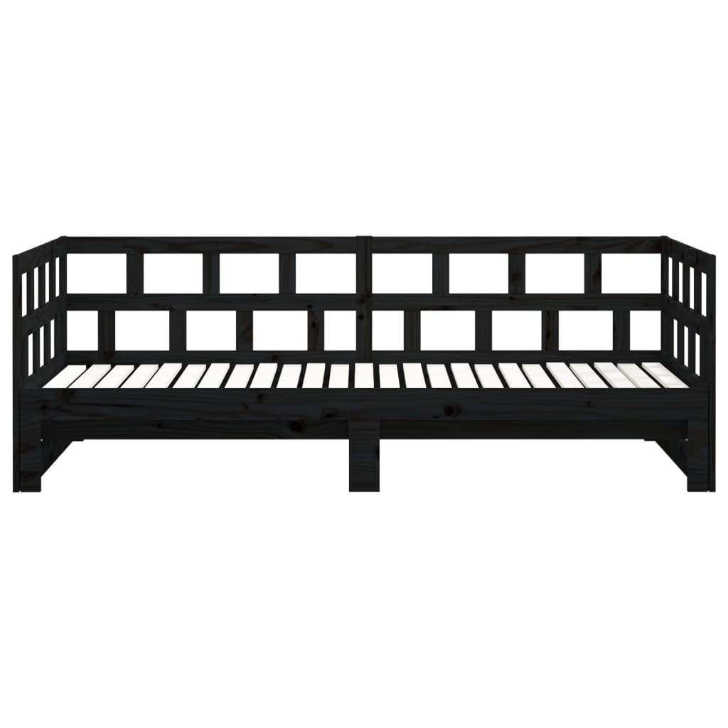 Sohvasänky ulosvedettävä musta täysi mänty 2x (90x200) cm - Sisustajankoti.fi