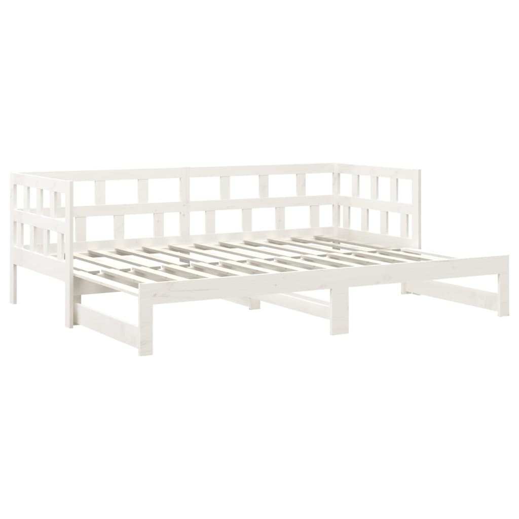 Sohvasänky ulosvedettävä valkoinen täysi mänty 2x (80x200) cm - Sisustajankoti.fi