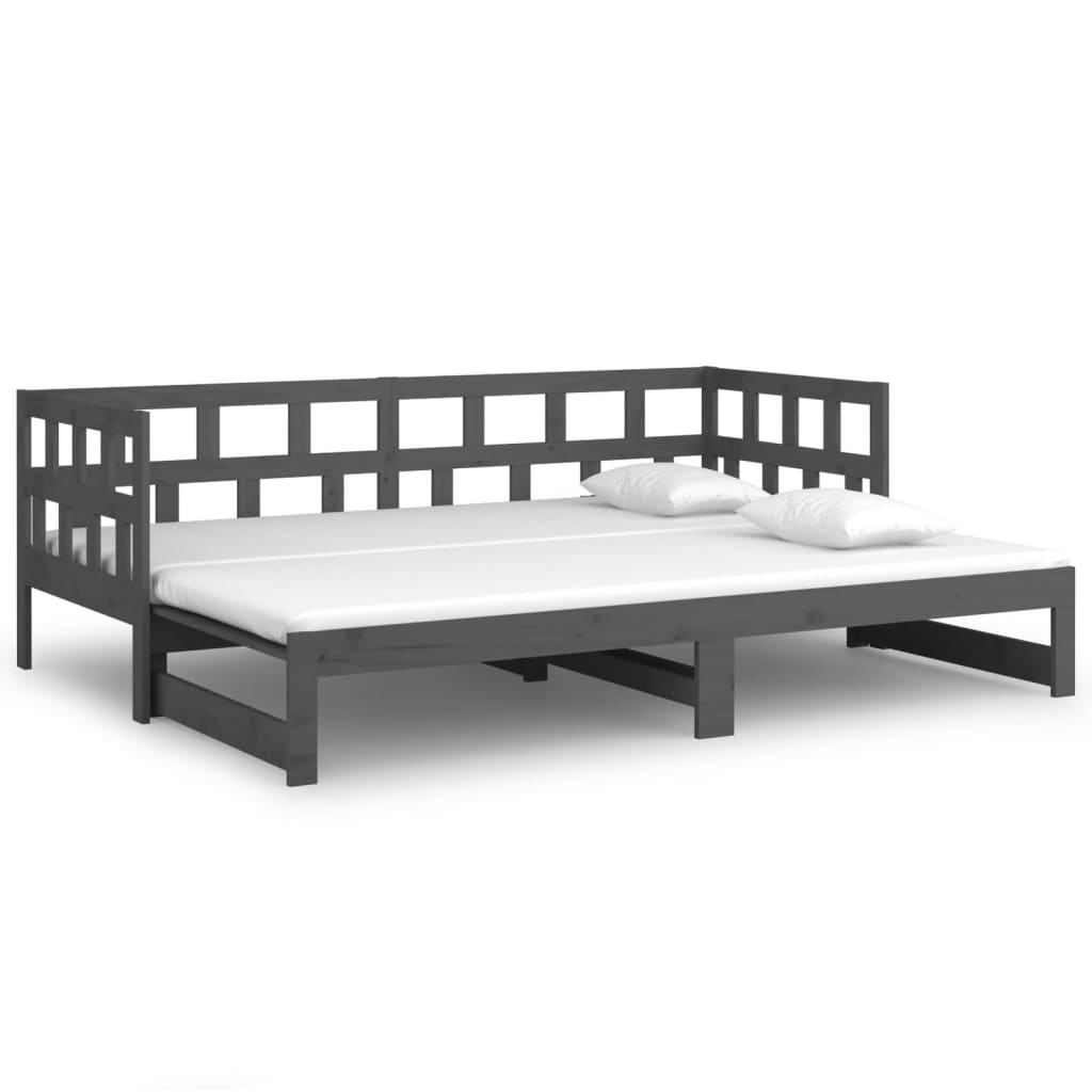 Sohvasänky ulosvedettävä harmaa täysi mänty 2x (80x200) cm - Sisustajankoti.fi