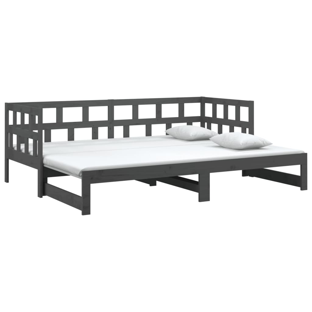 Sohvasänky ulosvedettävä harmaa täysi mänty 2x (80x200) cm - Sisustajankoti.fi