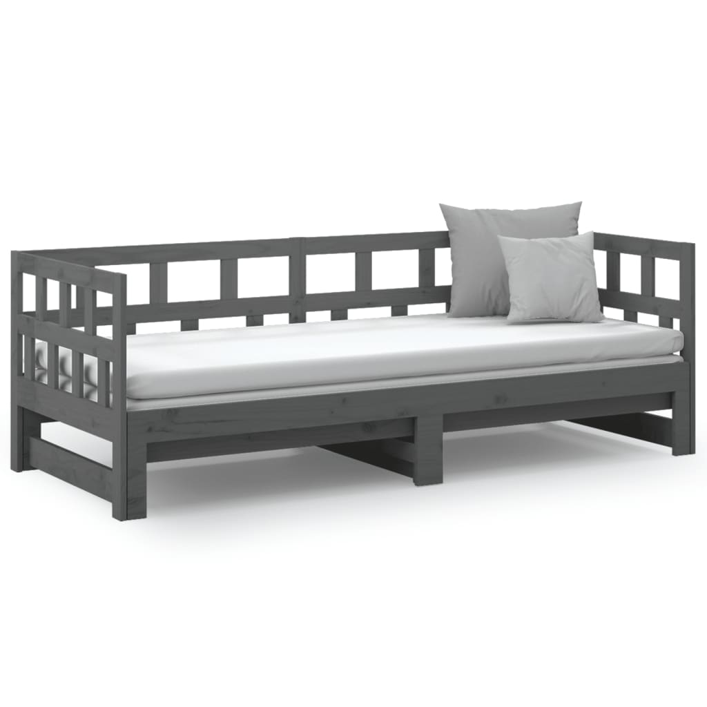 Sohvasänky ulosvedettävä harmaa täysi mänty 2x (80x200) cm - Sisustajankoti.fi