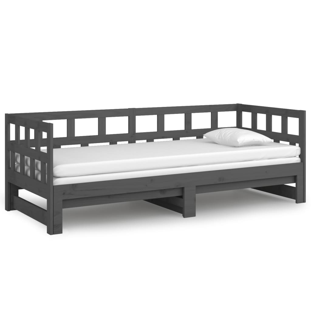 Sohvasänky ulosvedettävä harmaa täysi mänty 2x (80x200) cm - Sisustajankoti.fi