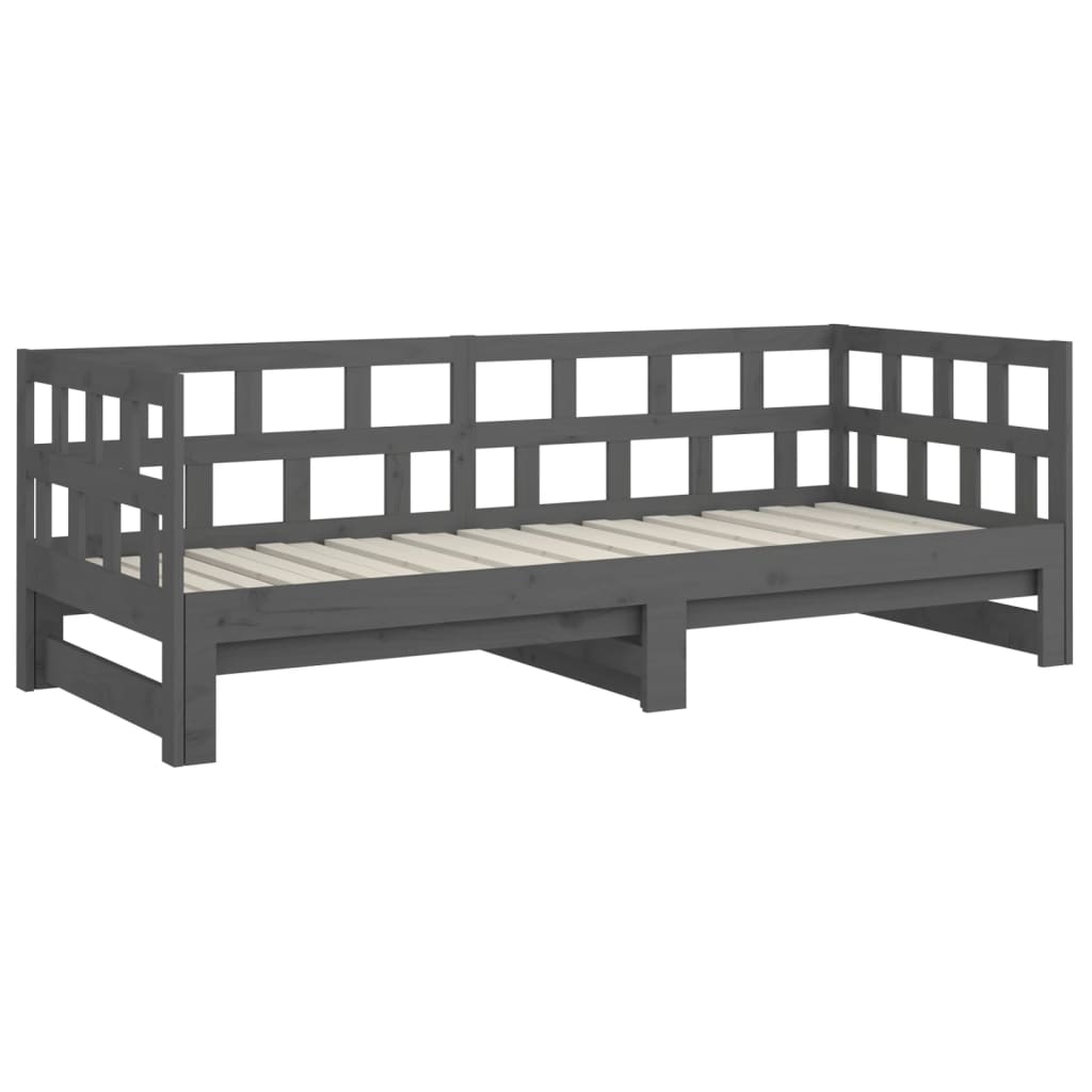 Sohvasänky ulosvedettävä harmaa täysi mänty 2x (80x200) cm - Sisustajankoti.fi