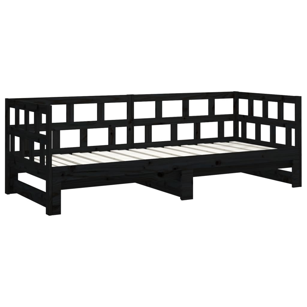 Sohvasänky ulosvedettävä musta täysi mänty 2x (90x190) cm - Sisustajankoti.fi