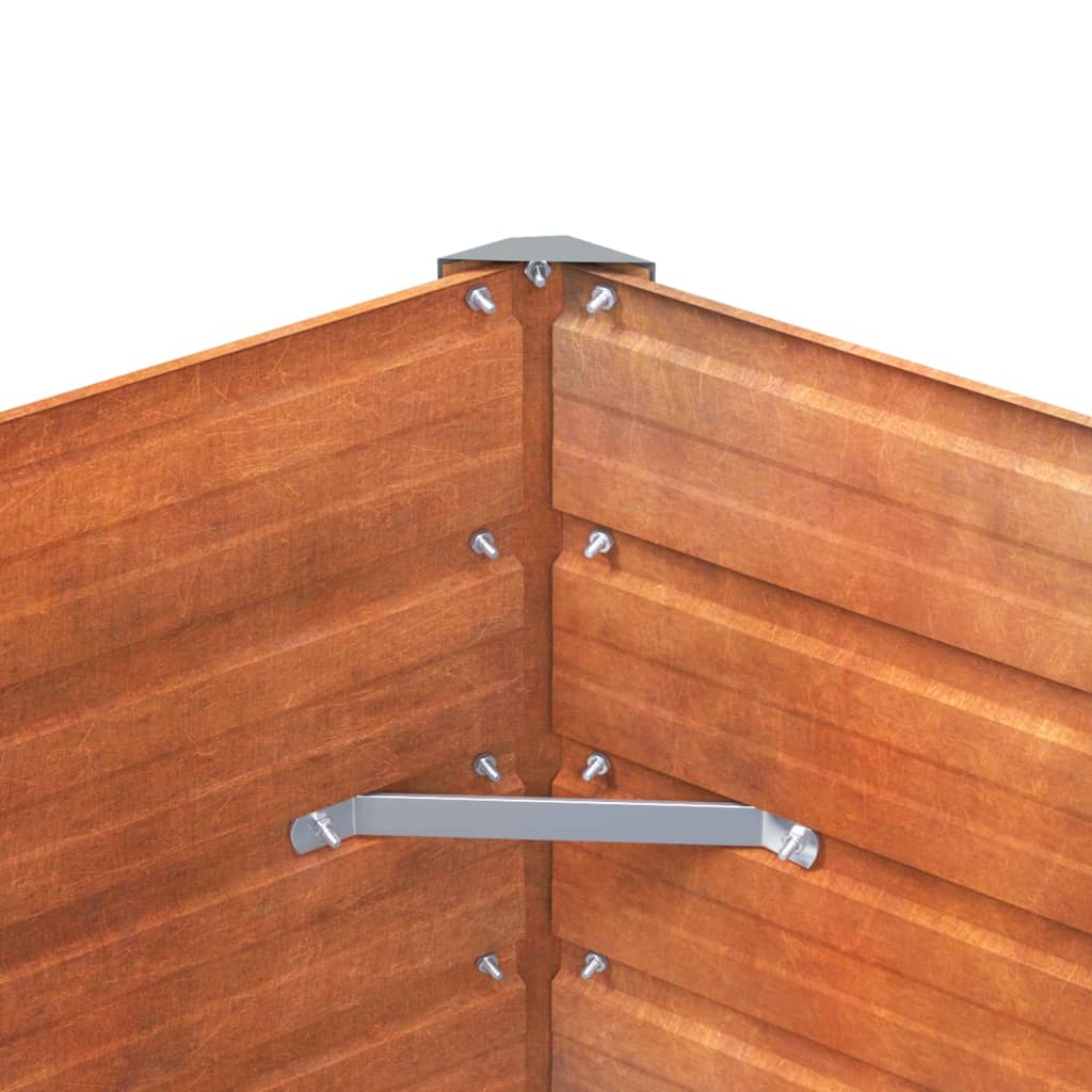 Korotettu kukkalaatikko harmaa 129x129x77 cm Corten teräs - Sisustajankoti.fi