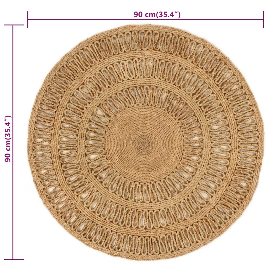 Matto käsinpunottu juutti 90 cm pyöreä - Sisustajankoti.fi