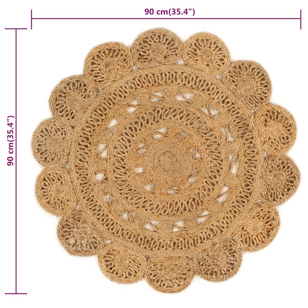 Matto käsinpunottu juutti 90 cm pyöreä - Sisustajankoti.fi