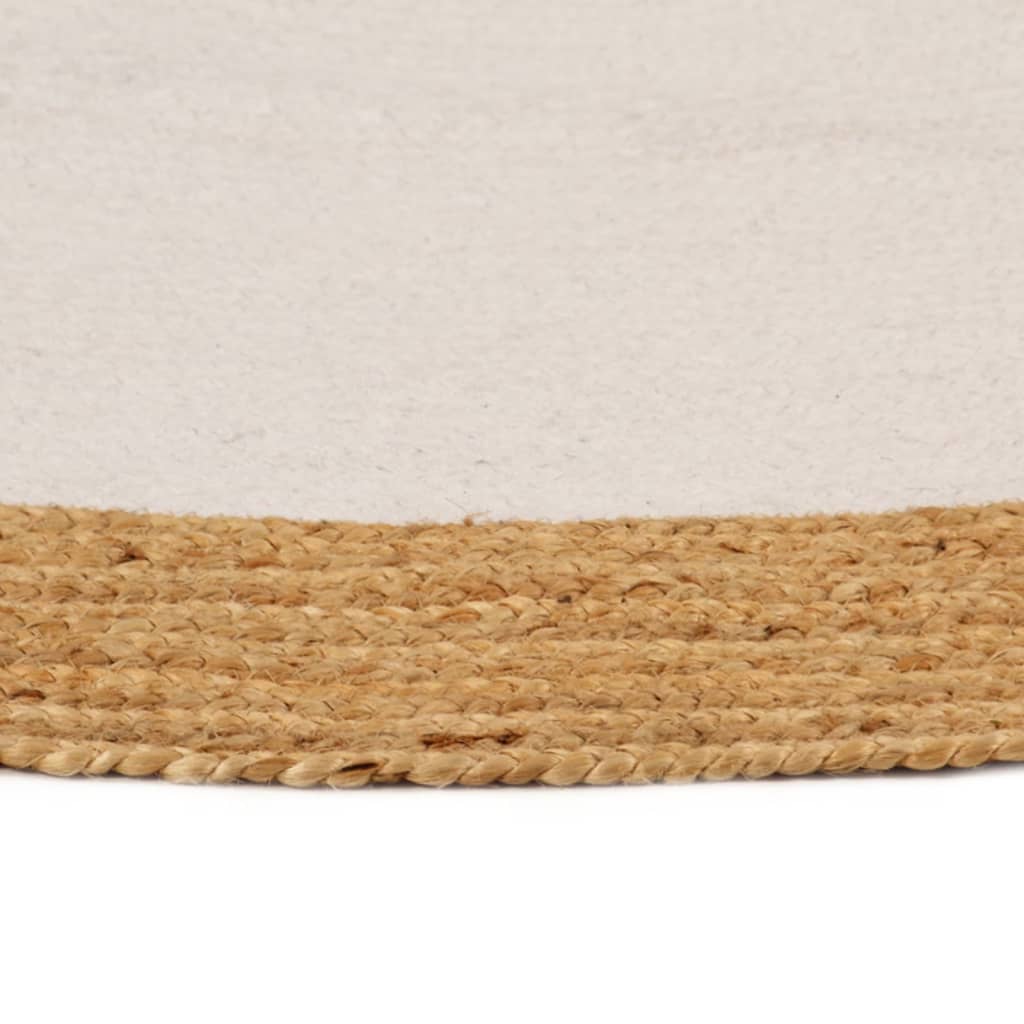 Matto punottu valkoinen / luonnollinen 150 cm juutti / puuvilla - Sisustajankoti.fi
