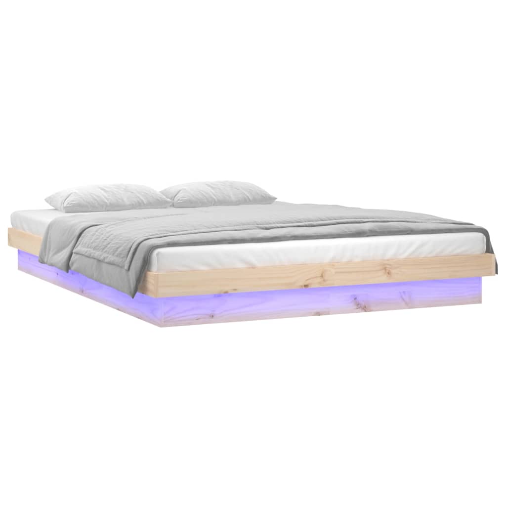Sängynrunko LED-valoilla 120x190 cm 4FT Small Double täysi puu - Sisustajankoti.fi