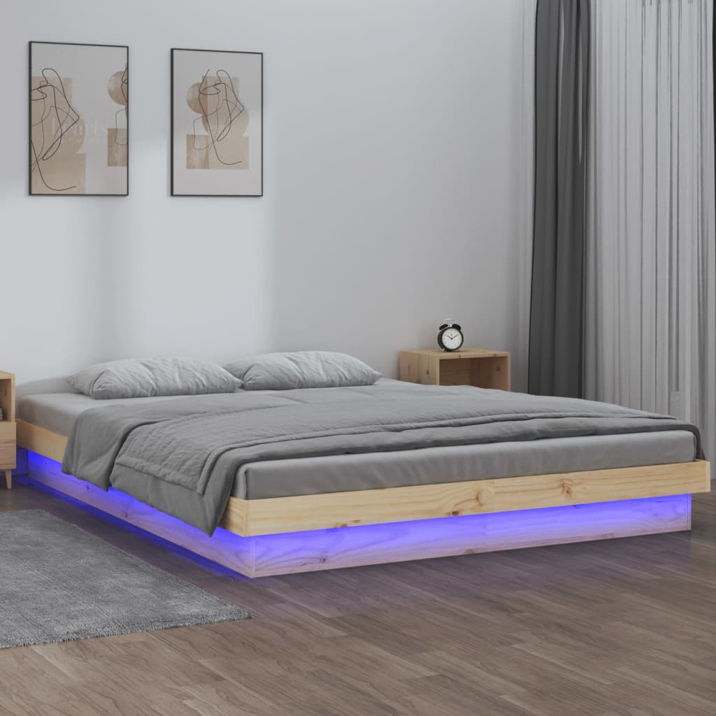 Sängynrunko LED-valoilla 120x190 cm 4FT Small Double täysi puu - Sisustajankoti.fi
