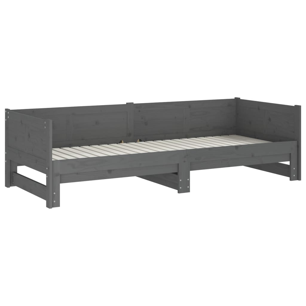 Sohvasänky ulosvedettävä harmaa täysi mänty 2x (90x200) cm - Sisustajankoti.fi