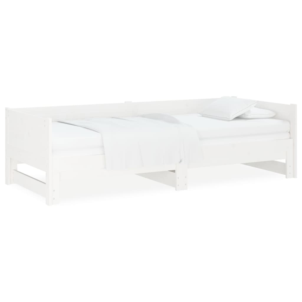 Sohvasänky ulosvedettävä valkoinen täysi mänty 2x (80x200) cm - Sisustajankoti.fi