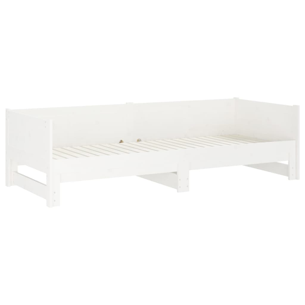 Sohvasänky ulosvedettävä valkoinen täysi mänty 2x (80x200) cm - Sisustajankoti.fi