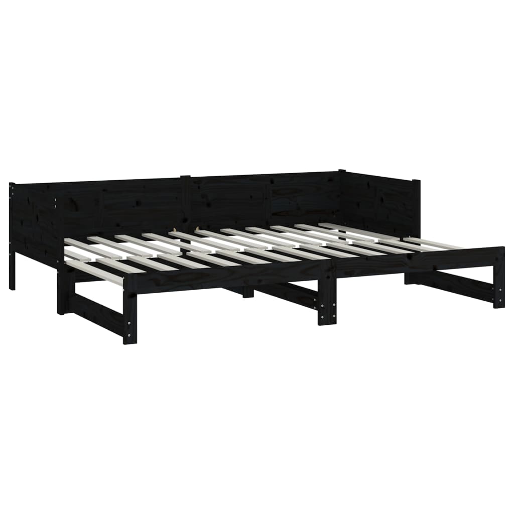 Sohvasänky ulosvedettävä musta täysi mänty 2x (80x200) cm - Sisustajankoti.fi