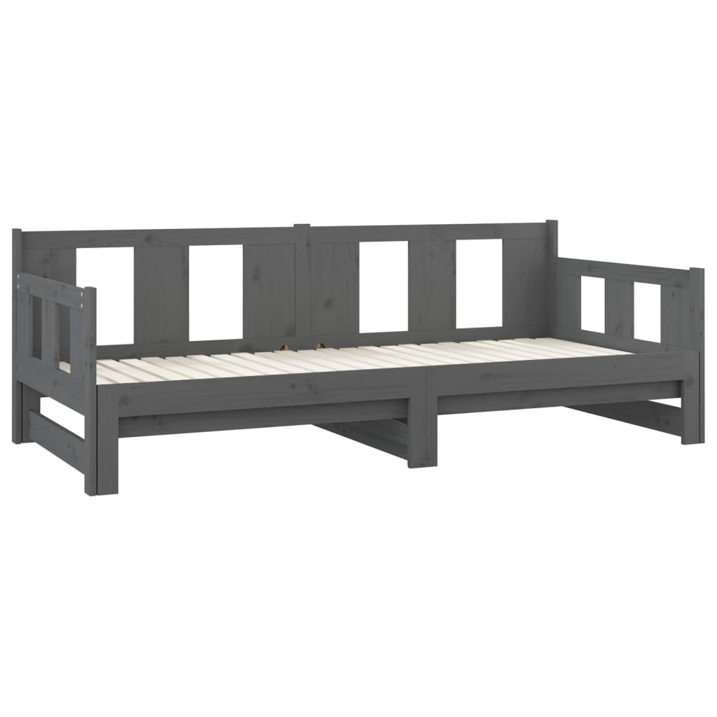 Sohvasänky ulosvedettävä harmaa täysi mänty 2x (80x200) cm - Sisustajankoti.fi