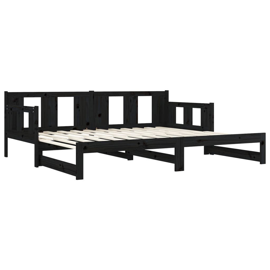 Sohvasänky ulosvedettävä musta täysi mänty 2x (80x200) cm - Sisustajankoti.fi