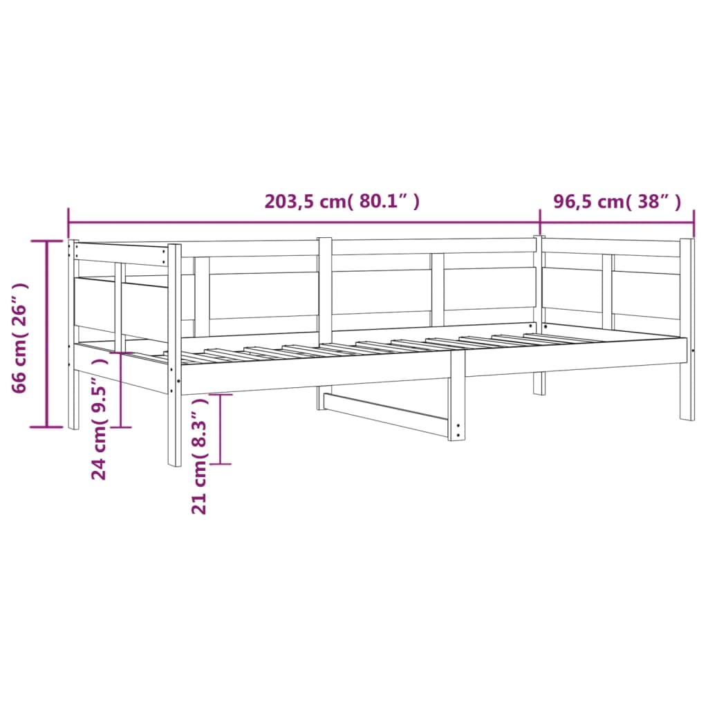 Sohvasänky valkoinen täysi mänty 90x200 cm - Sisustajankoti.fi