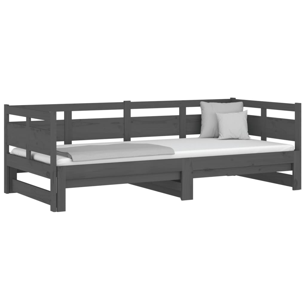 Sohvasänky ulosvedettävä harmaa täysi mänty 2x (90x200) cm - Sisustajankoti.fi