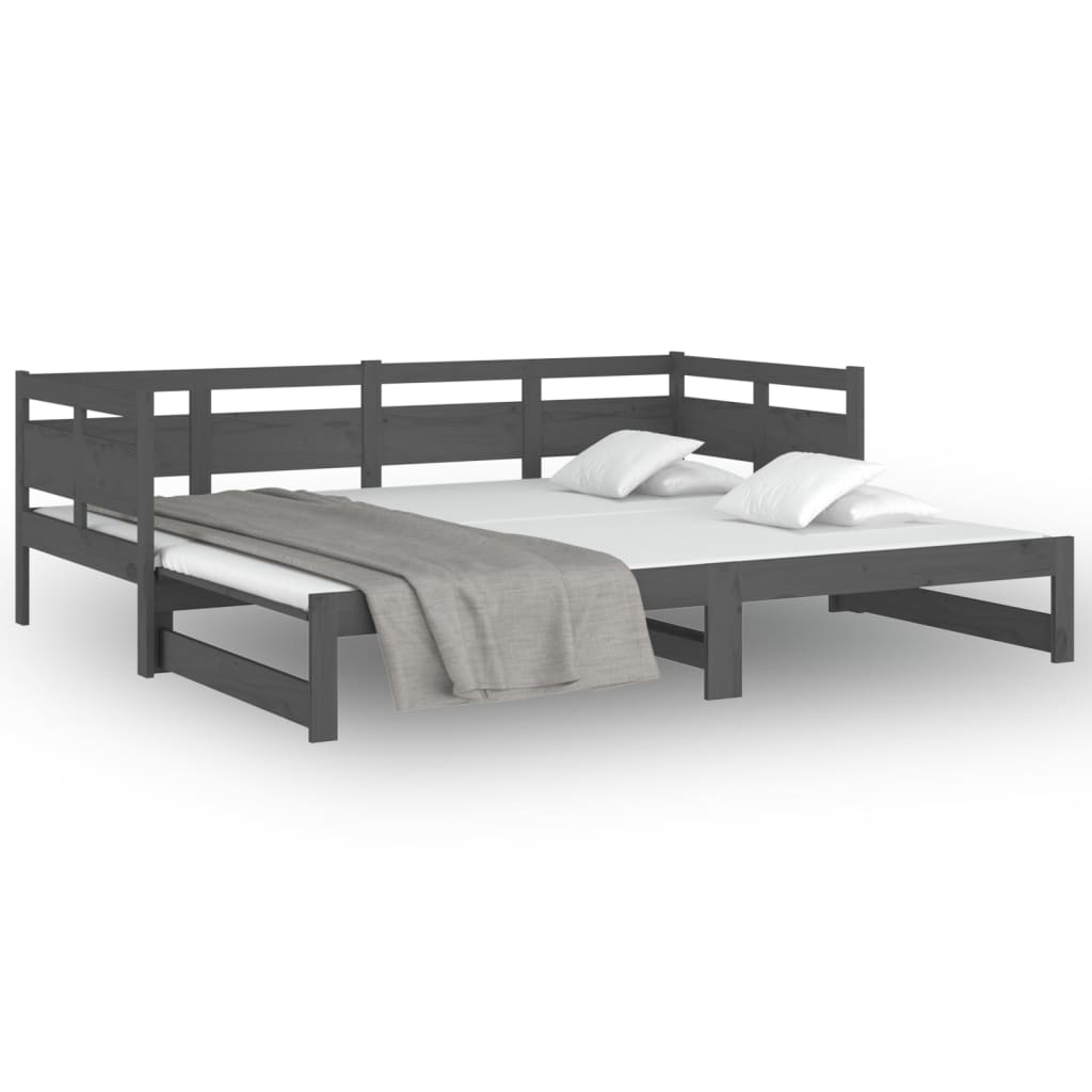 Sohvasänky ulosvedettävä harmaa täysi mänty 2x (90x200) cm - Sisustajankoti.fi