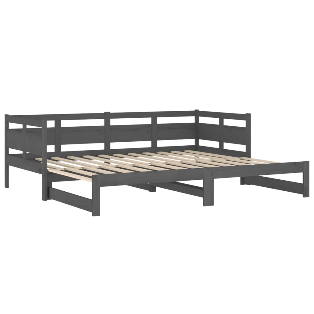 Sohvasänky ulosvedettävä harmaa täysi mänty 2x (90x200) cm - Sisustajankoti.fi