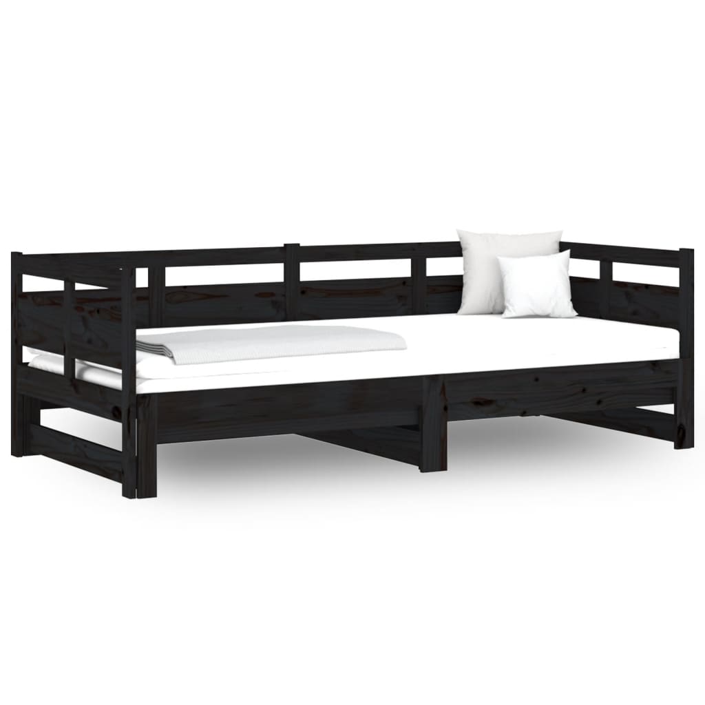 Sohvasänky ulosvedettävä musta täysi mänty 2x (90x200) cm - Sisustajankoti.fi