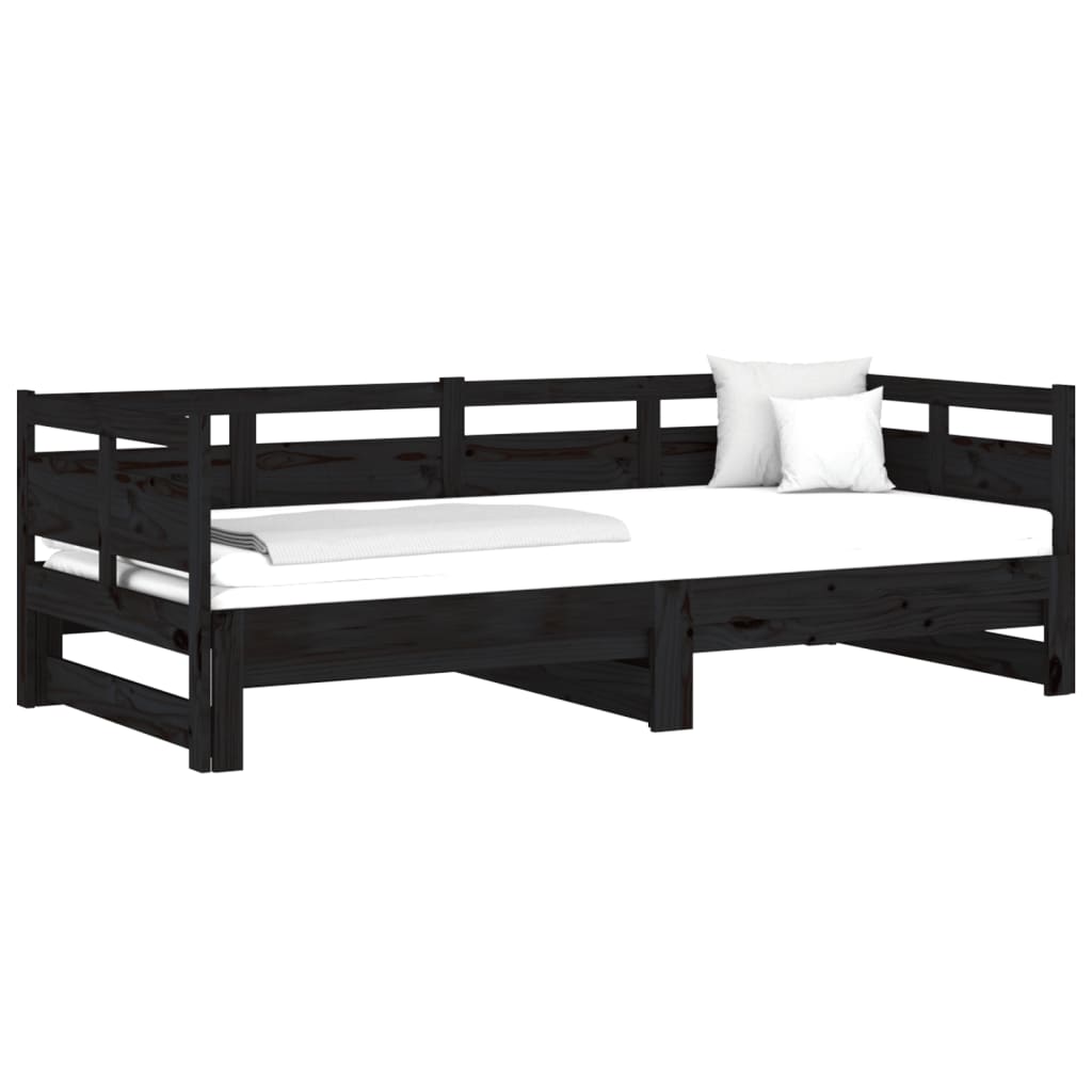 Sohvasänky ulosvedettävä musta täysi mänty 2x (90x200) cm - Sisustajankoti.fi