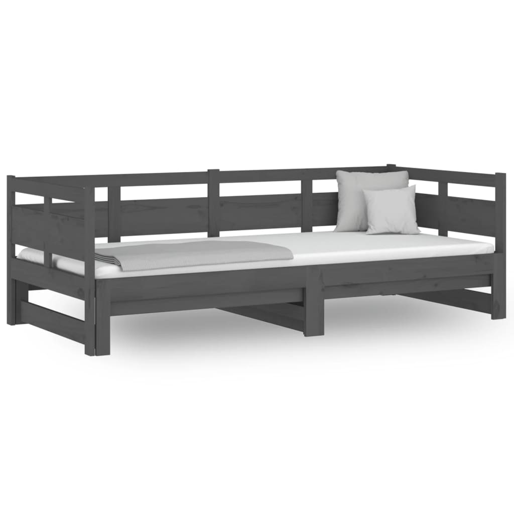 Sohvasänky ulosvedettävä harmaa täysi mänty 2x (80x200) cm - Sisustajankoti.fi