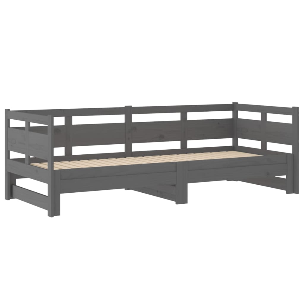 Sohvasänky ulosvedettävä harmaa täysi mänty 2x (80x200) cm - Sisustajankoti.fi