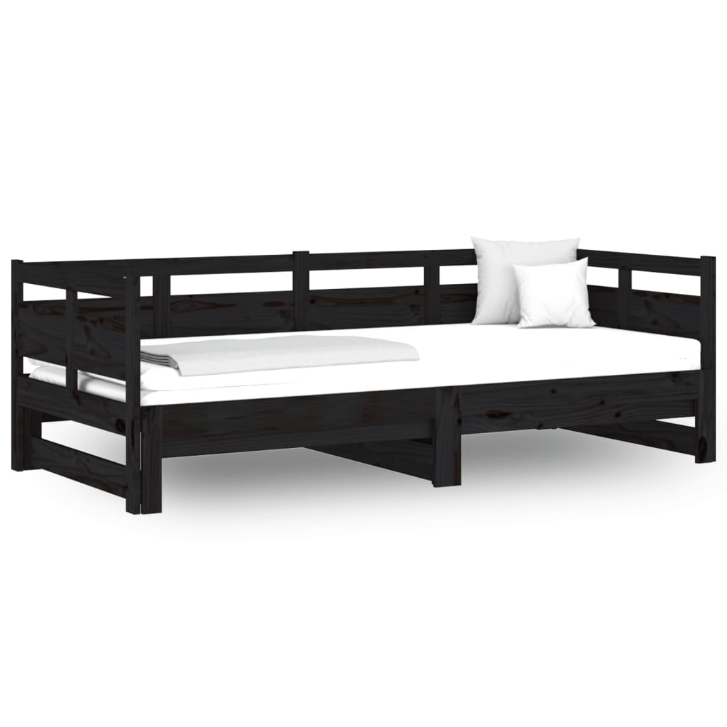 Sohvasänky ulosvedettävä musta täysi mänty 2x (80x200) cm - Sisustajankoti.fi