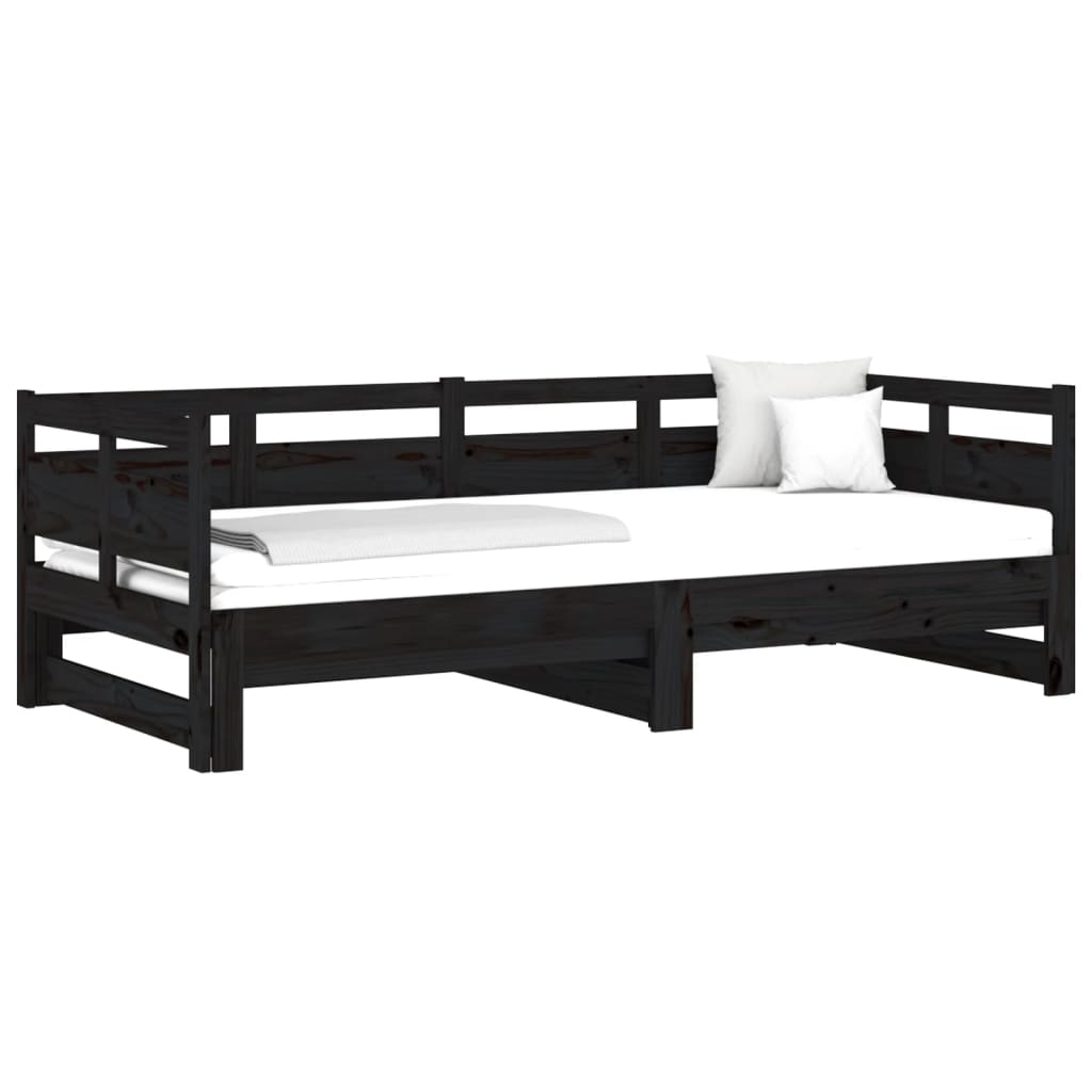 Sohvasänky ulosvedettävä musta täysi mänty 2x (80x200) cm - Sisustajankoti.fi