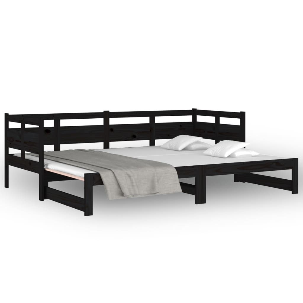 Sohvasänky ulosvedettävä musta täysi mänty 2x (80x200) cm - Sisustajankoti.fi