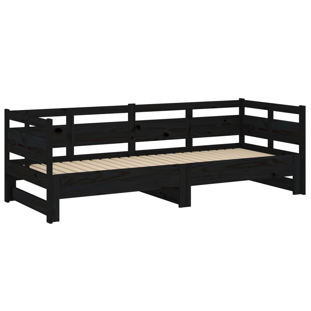 Sohvasänky ulosvedettävä musta täysi mänty 2x (80x200) cm - Sisustajankoti.fi