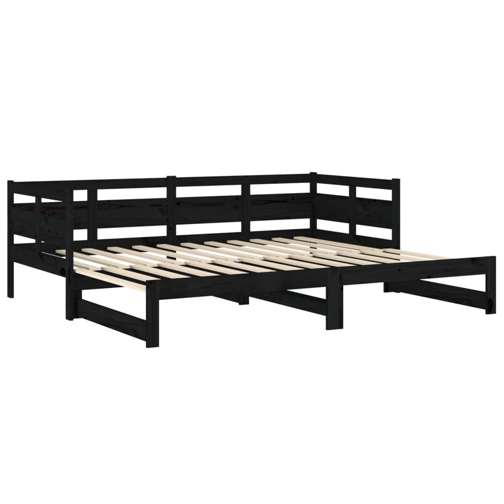Sohvasänky ulosvedettävä musta täysi mänty 2x (80x200) cm - Sisustajankoti.fi