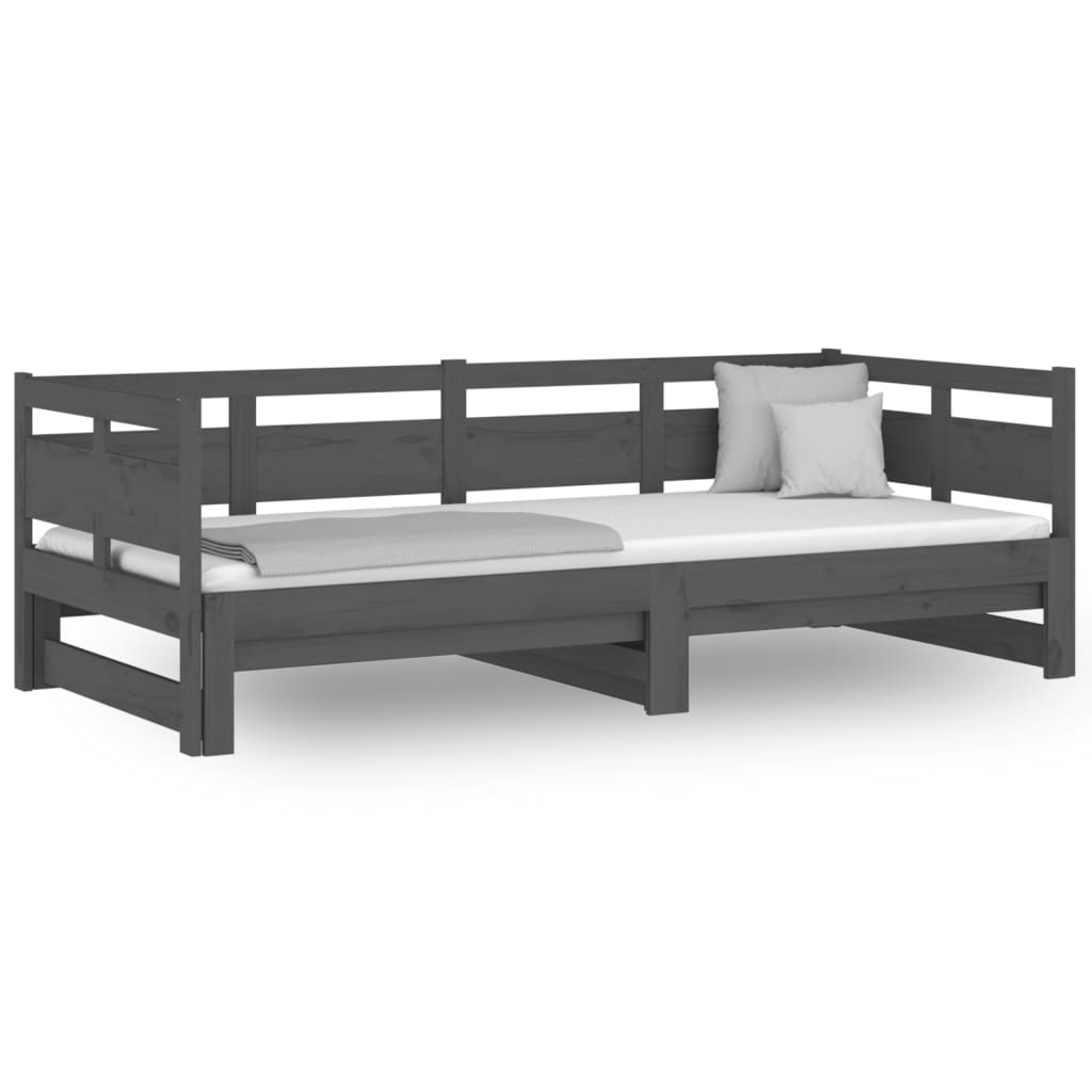 Sohvasänky ulosvedettävä harmaa täysi mänty 2x (90x190) cm - Sisustajankoti.fi
