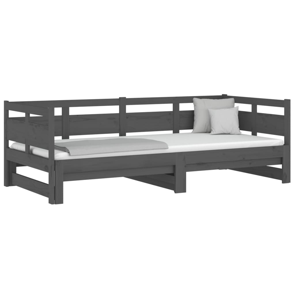 Sohvasänky ulosvedettävä harmaa täysi mänty 2x (90x190) cm - Sisustajankoti.fi
