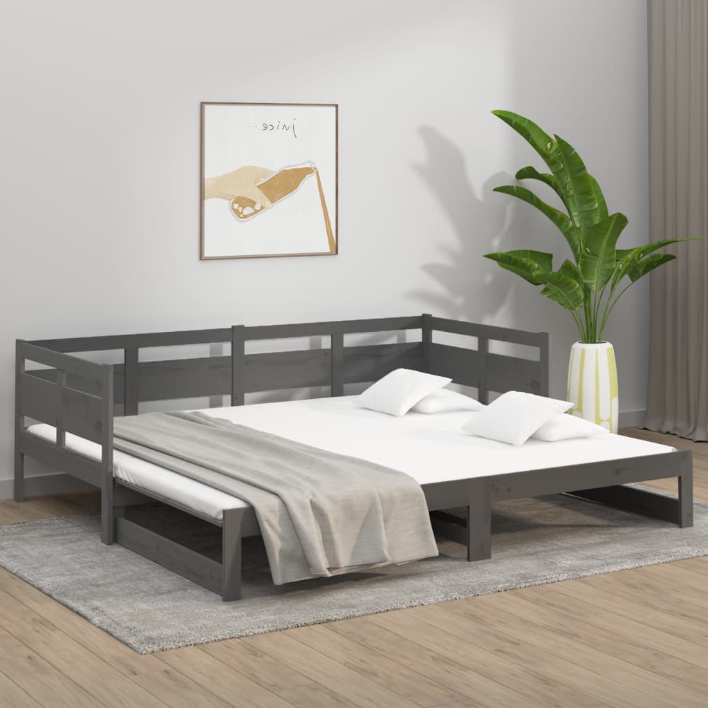 Sohvasänky ulosvedettävä harmaa täysi mänty 2x (90x190) cm - Sisustajankoti.fi
