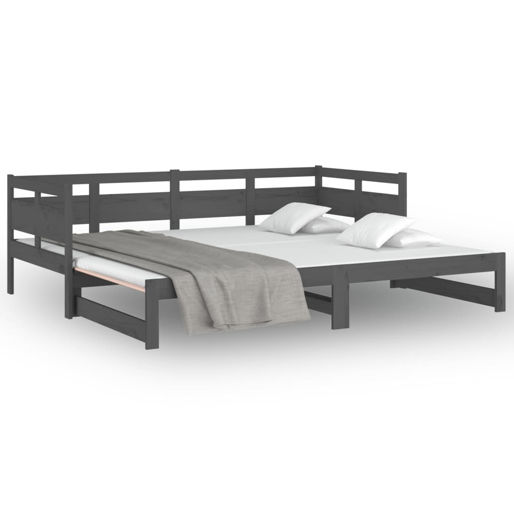 Sohvasänky ulosvedettävä harmaa täysi mänty 2x (90x190) cm - Sisustajankoti.fi