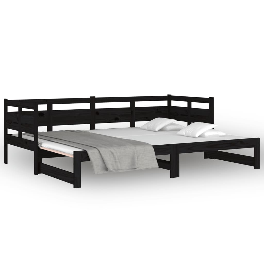 Sohvasänky ulosvedettävä musta täysi mänty 2x (90x190) cm - Sisustajankoti.fi