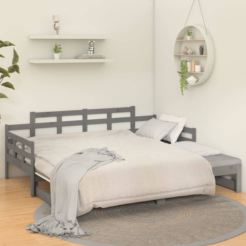 Sohvasänky ulosvedettävä harmaa täysi mänty 2x (90x200) cm - Sisustajankoti.fi