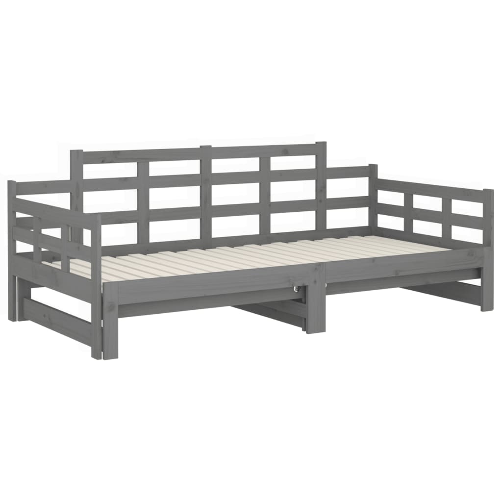 Sohvasänky ulosvedettävä harmaa täysi mänty 2x (90x200) cm - Sisustajankoti.fi