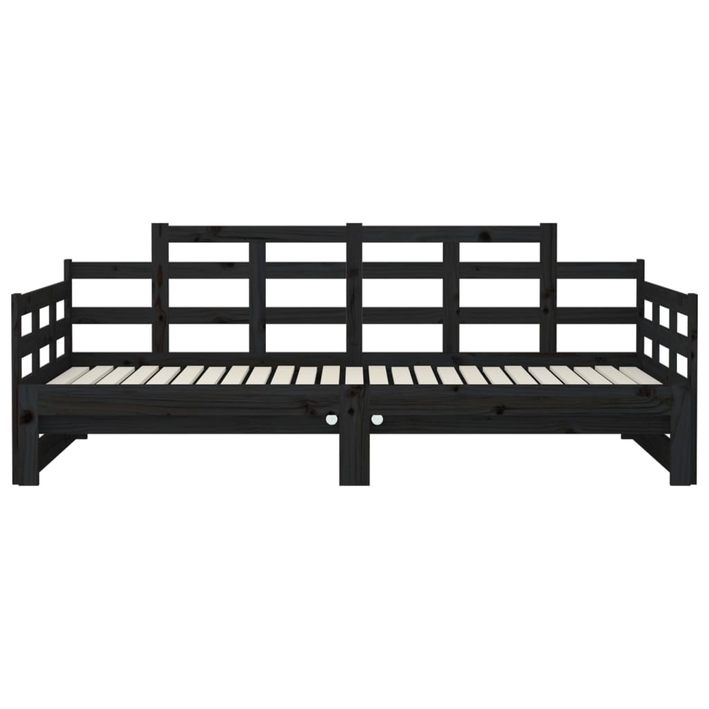 Päivävuode ulosvedettävä musta täysi mänty 2x (80x200) cm - Sisustajankoti.fi