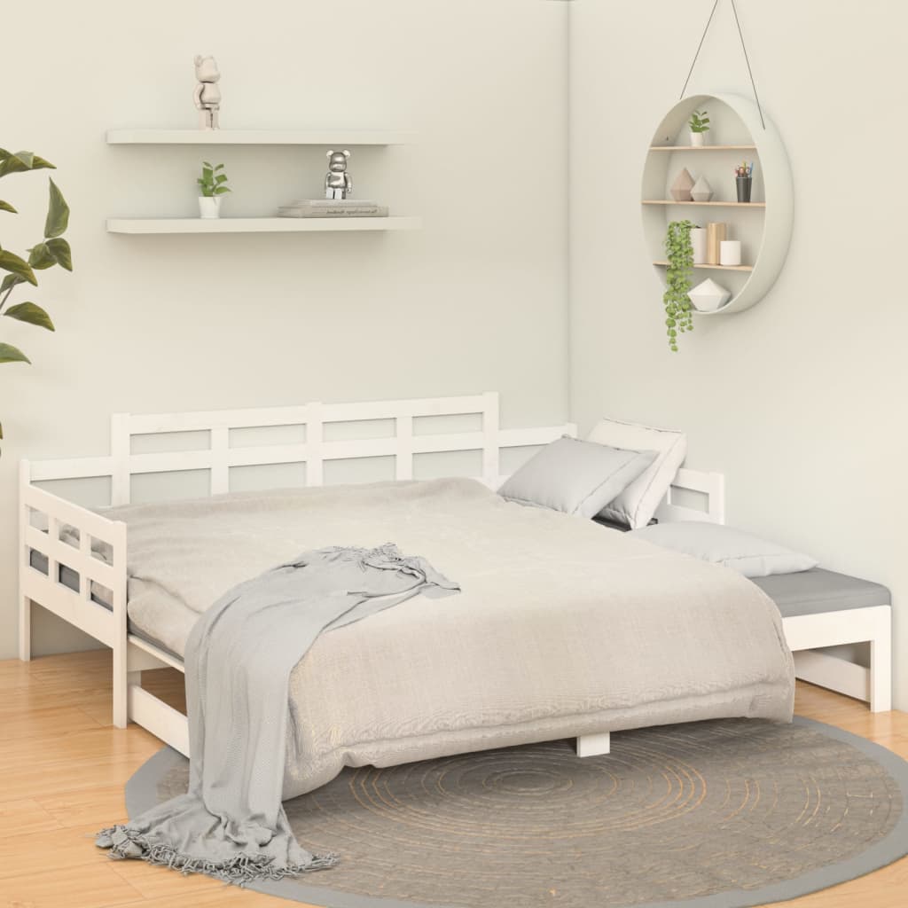 Päivävuode ulosvedettävä valkoinen täysi mänty 2x (90x190) cm - Sisustajankoti.fi