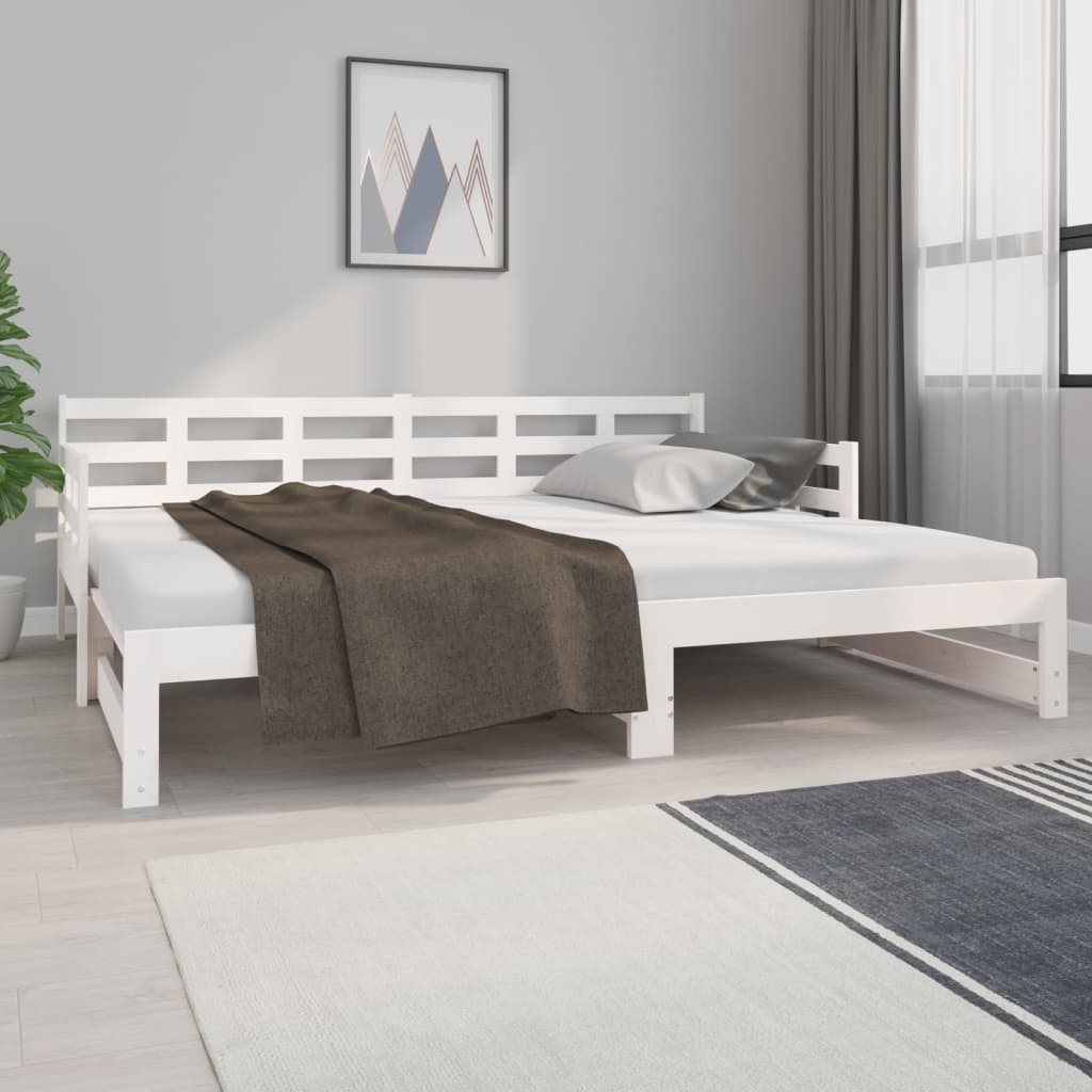 Sohvasänky ulosvedettävä valkoinen täysi mänty 2x (90x200) cm - Sisustajankoti.fi