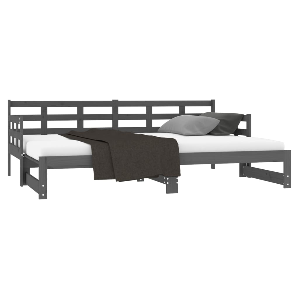 Sohvasänky ulosvedettävä harmaa täysi mänty 2x (90x200) cm - Sisustajankoti.fi