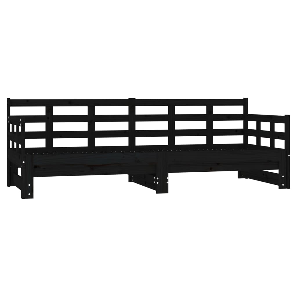Sohvasänky ulosvedettävä musta täysi mänty 2x (90x200) cm - Sisustajankoti.fi